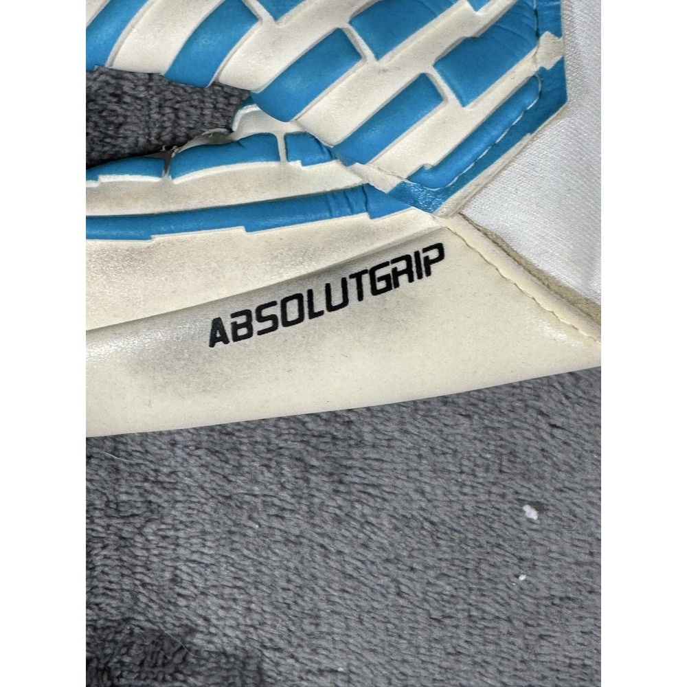 Uhlsport Goalkeeper Gloves Mens Size 9 White Absolutgrip Half Negative Soccer - Picture 8 of 14